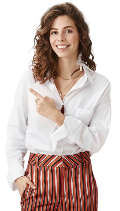 attractive-woman-stylish-outfit-pointing-left 1